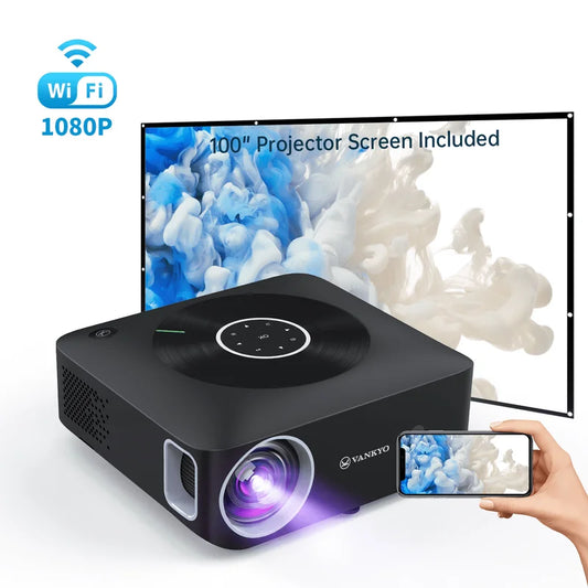 Portable 4K Projector WiFi Dual Band HDMI USB Movie Theater