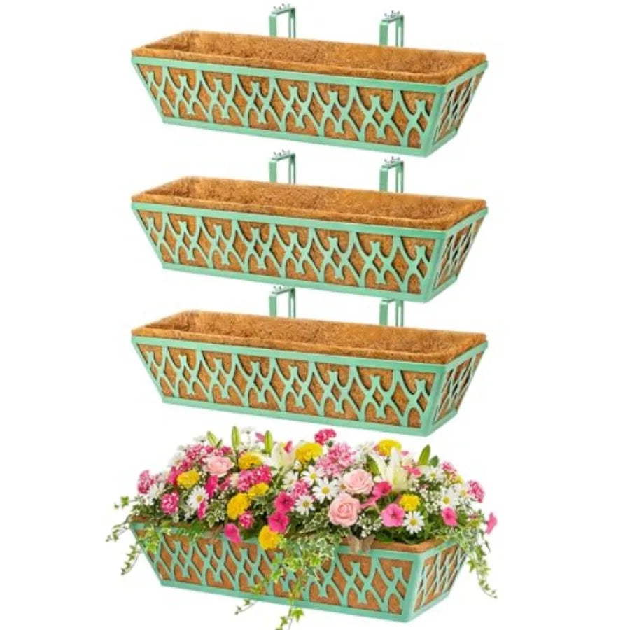 Railing Planter Box With Adjustable Brackets For Porch Balcony