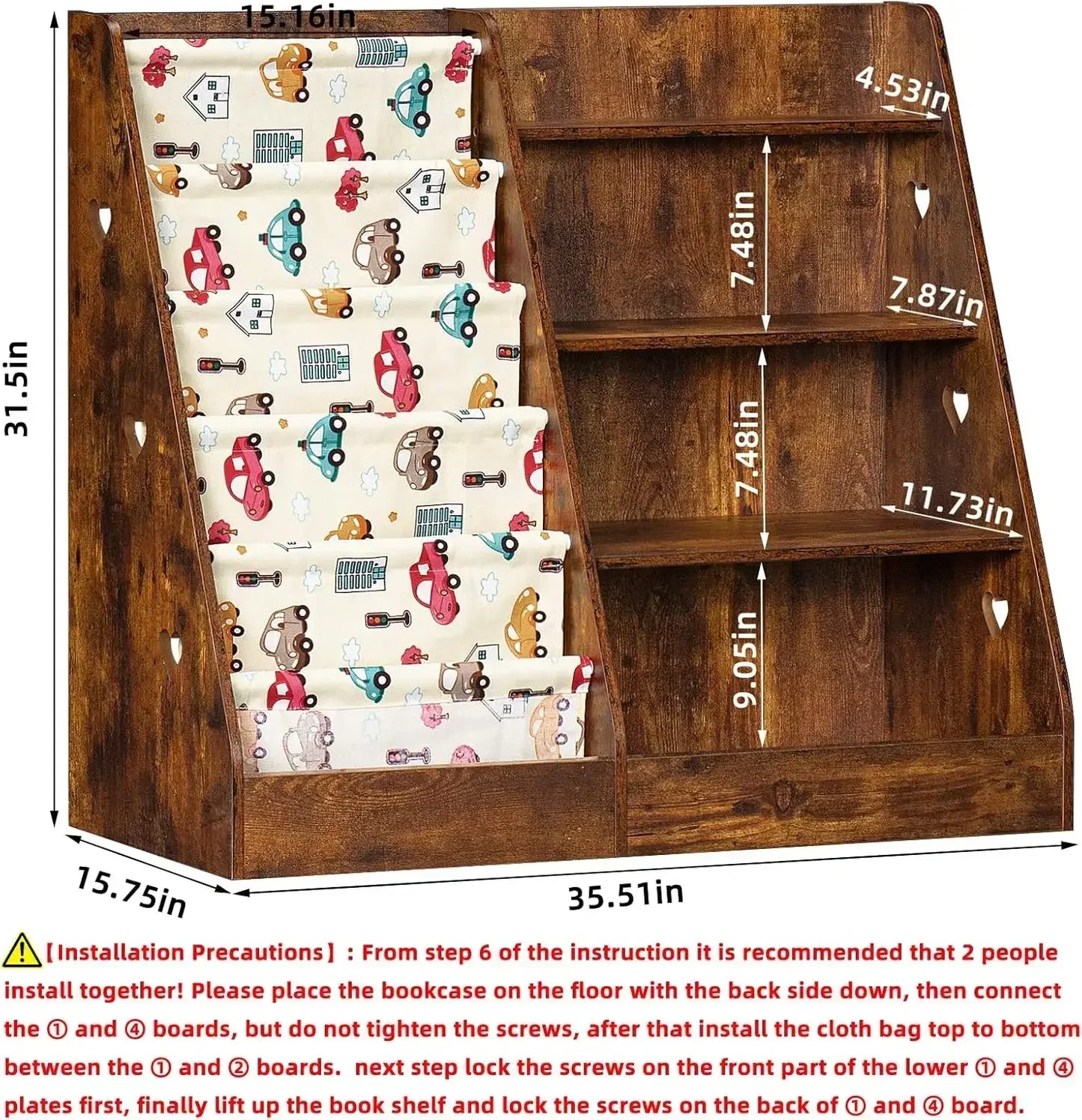 Kids Bookshelf and Storage Organizer for Children and Toddlers