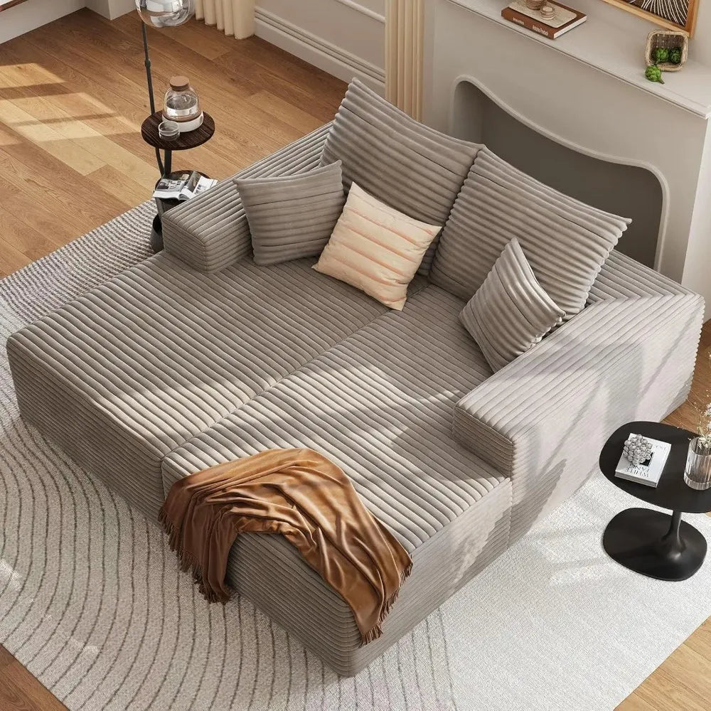 Guangbai Corduroy Double Chaise Lounge Chair Modern Sleeper