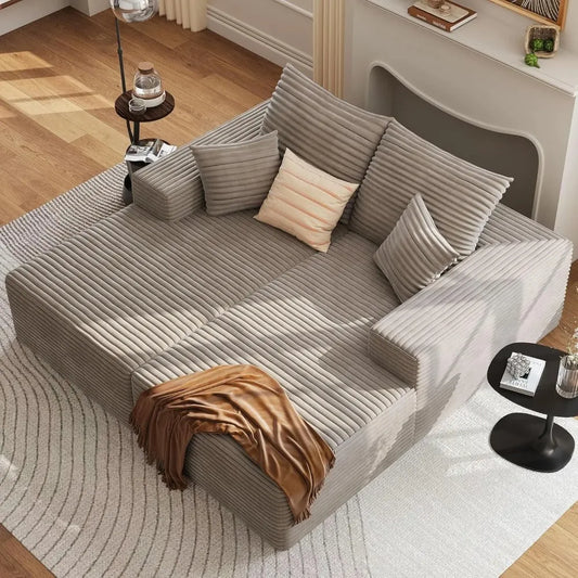 Guangbai Corduroy Double Chaise Lounge Chair Modern Sleeper