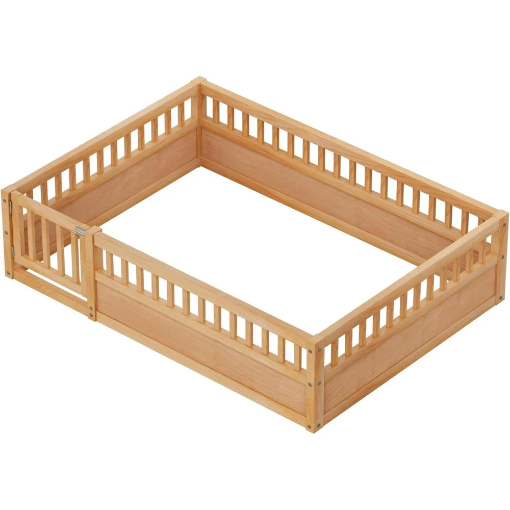DAFIFY Floor Bed Frame With Convertible Door And Guardrails