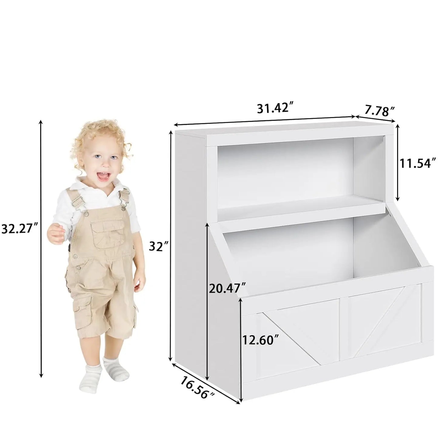Kids Wooden Bookshelf Toy Storage Toddler Bookcase With Organizer