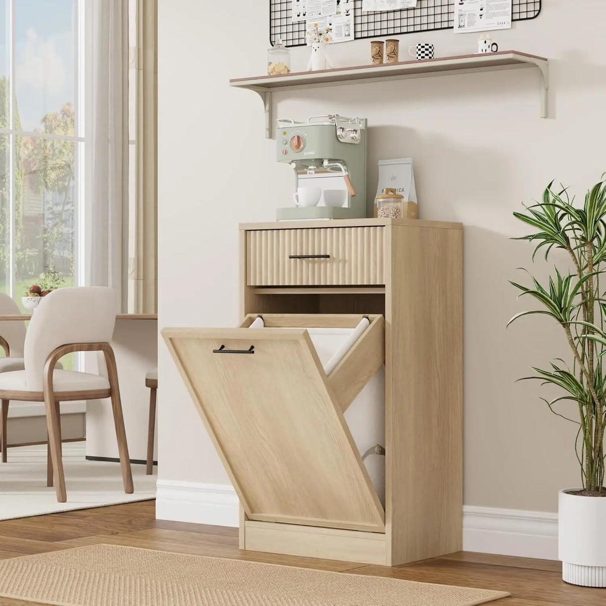 Studyset Double Tilt Out Laundry Hamper Cabinet With Storage Drawer
