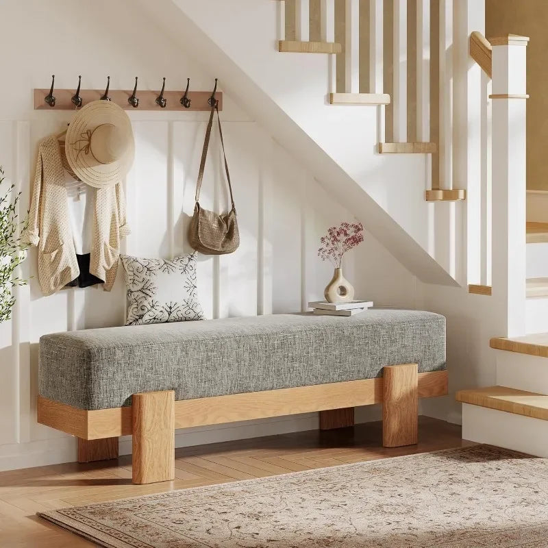 Tribesigns Upholstered Entryway Bench With Plush Cushion And MDF Frame