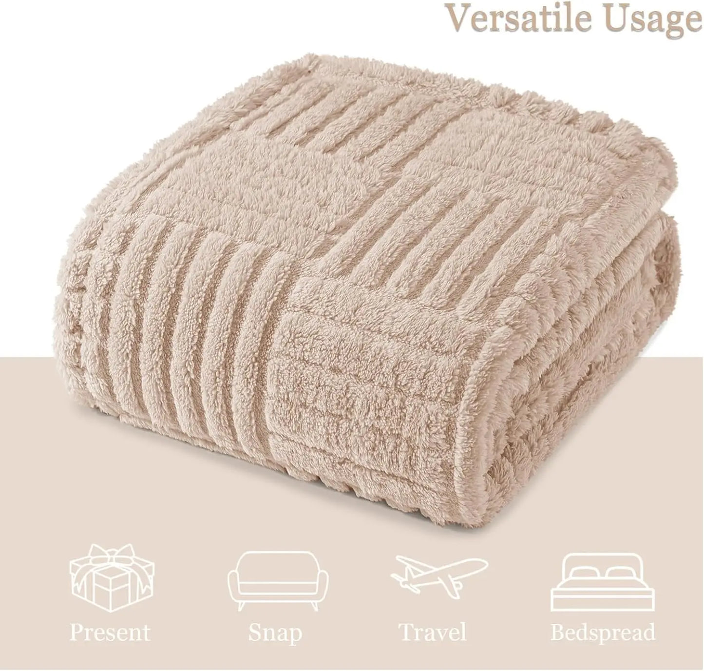 Lightweight Fleece Throw Blanket With Jacquard Pattern