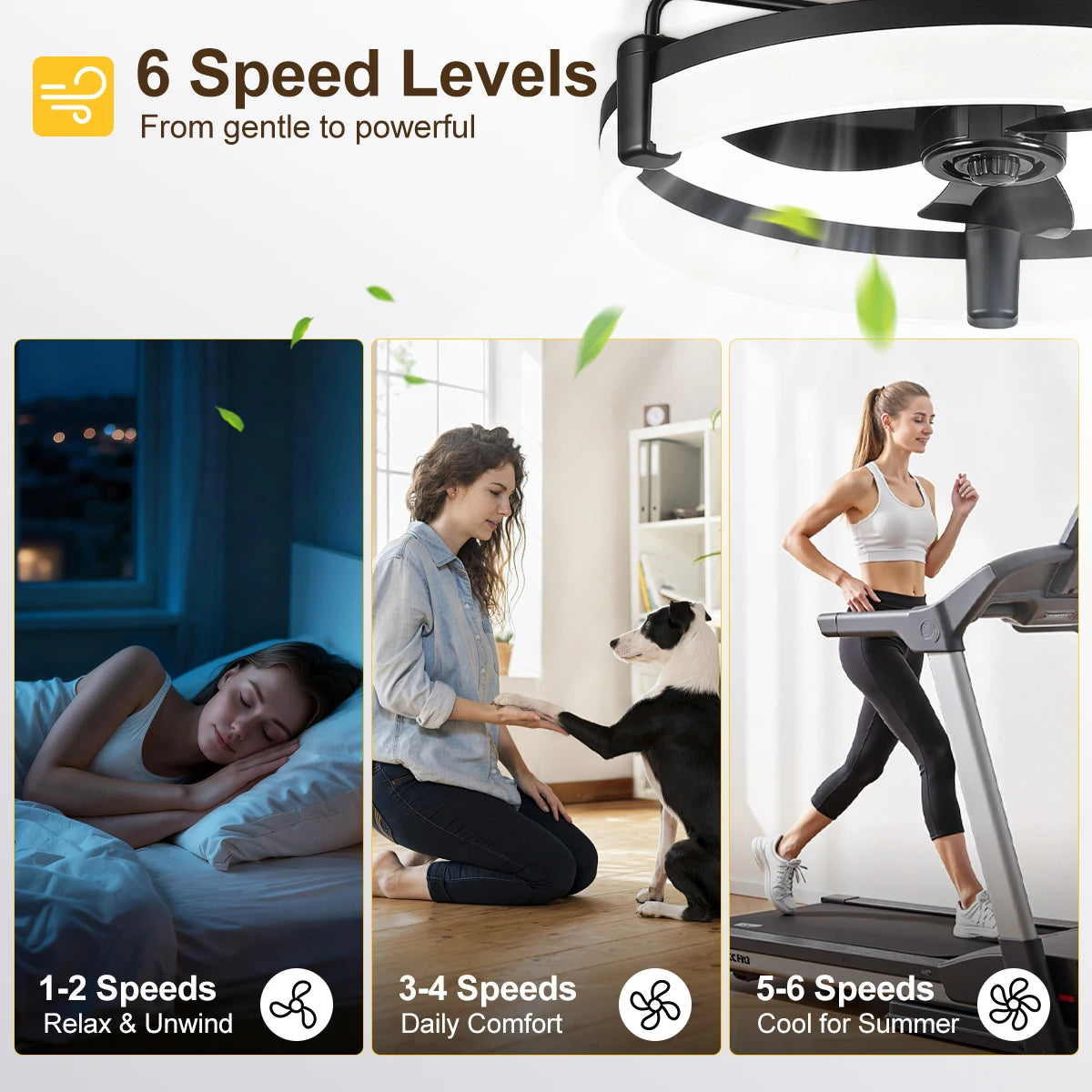 Aiopp Ultra Quiet Round LED Ceiling Fan Dimmable Light Remote
