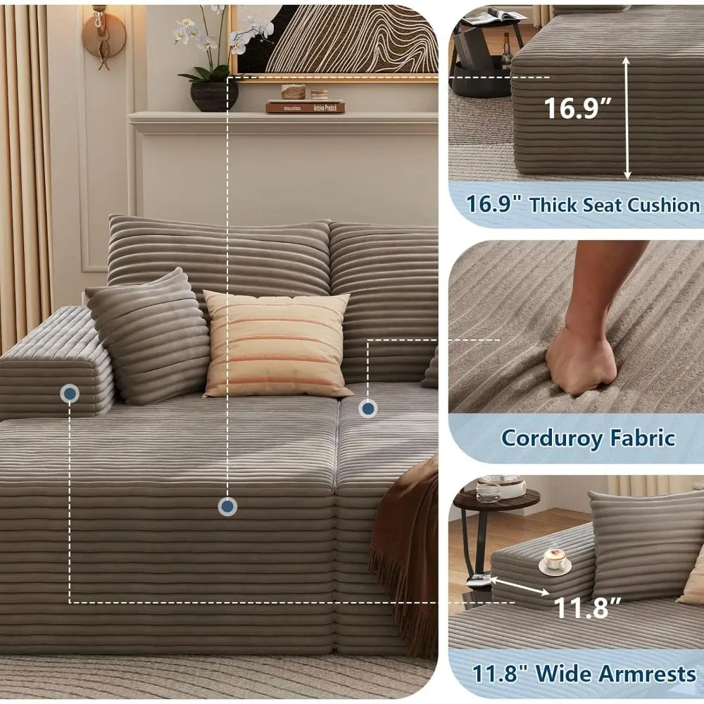 Guangbai Corduroy Double Chaise Lounge Chair Modern Sleeper