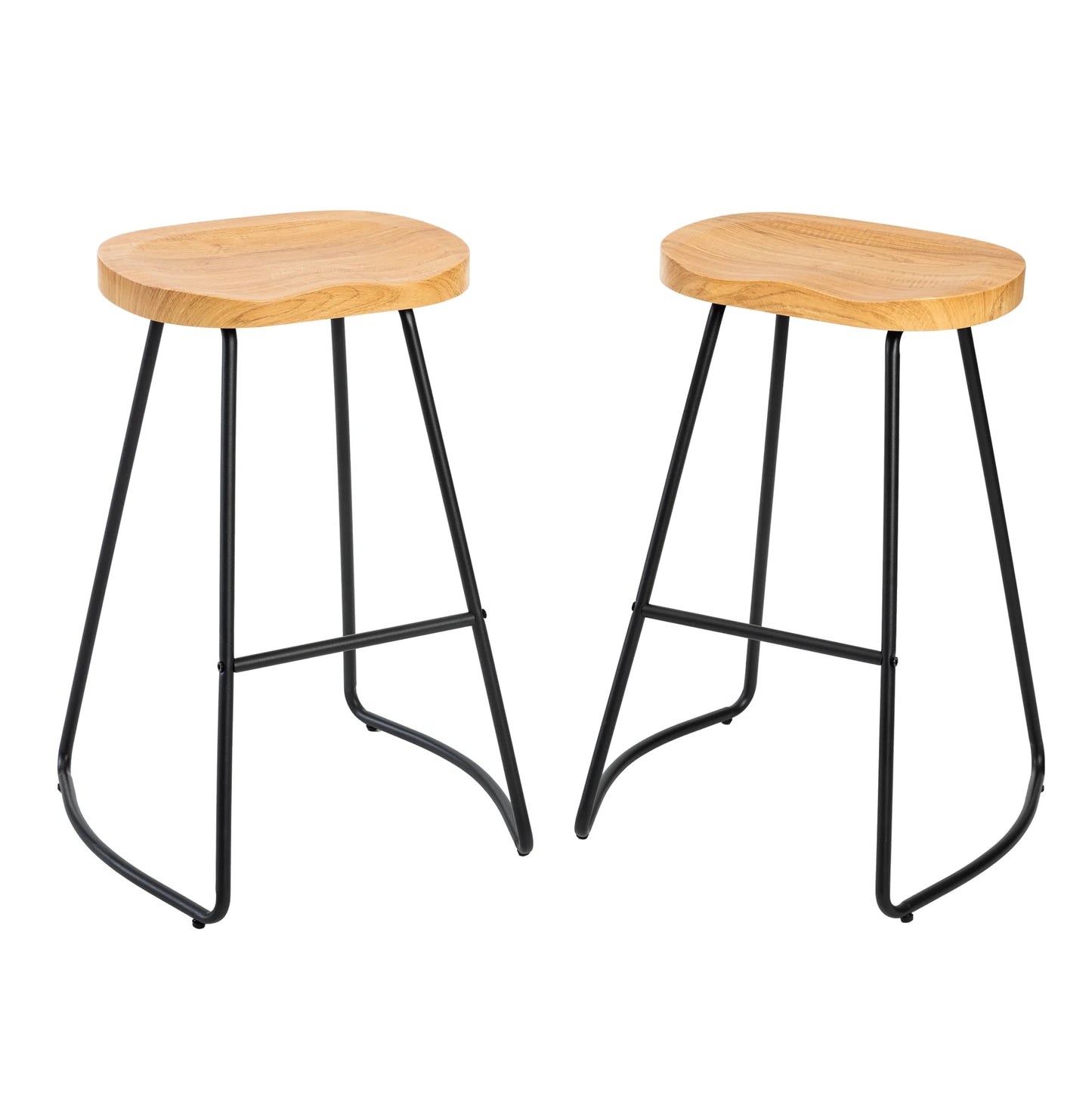 JHK Wood Saddle Seat Counter Stools With Metal Legs Office