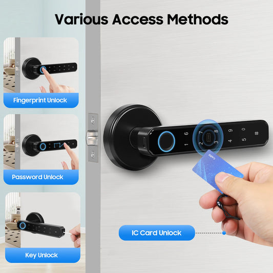 Smart Door Lock Fingerprint Password IC Card Unlock 0.2s