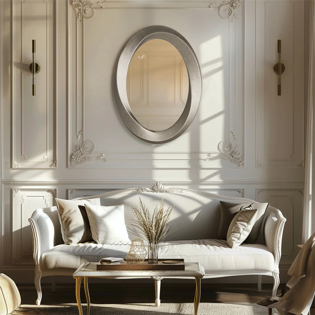 LUVODI Antique Baroque Oval Beveled Framed Wall Mirror