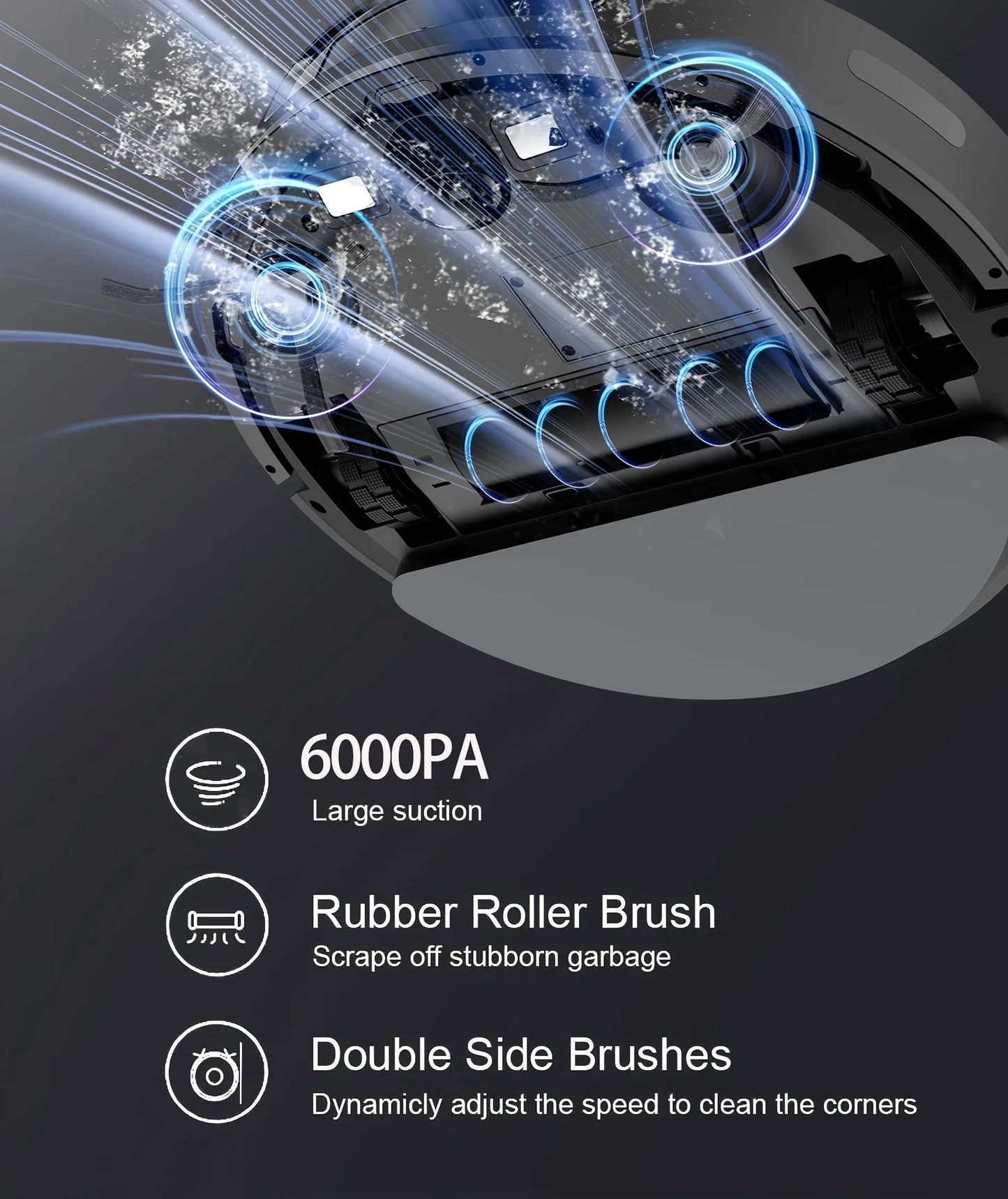 BOAIMORE Robot Vacuum Cleaner Mop With 6000PA Suction And Smart Mapping