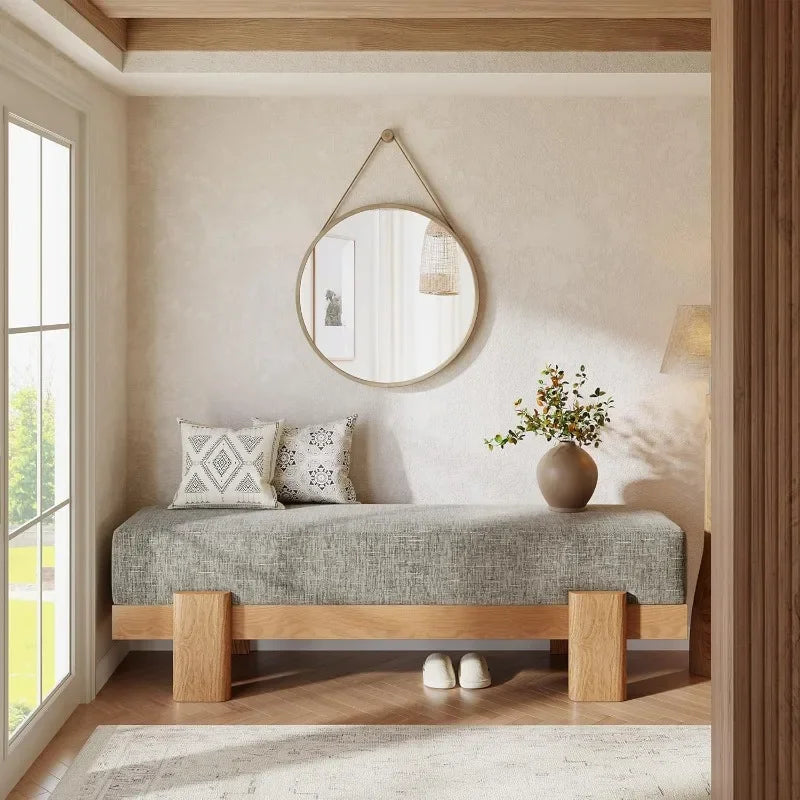 Tribesigns Upholstered Entryway Bench With Plush Cushion And MDF Frame