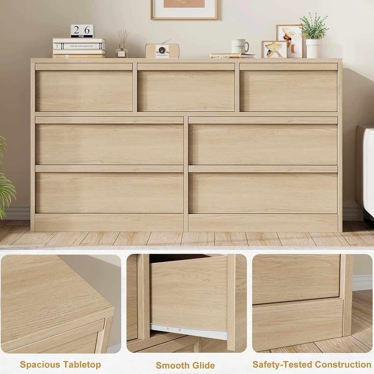HobbyLane Seven Drawer Dresser with Ample Storage for Bedroom