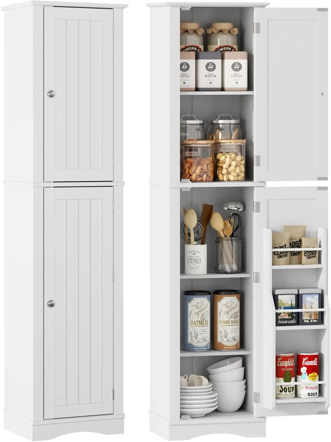 Bathroom Storage Cabinet Freestanding Narrow Kitchen Pantry With Door