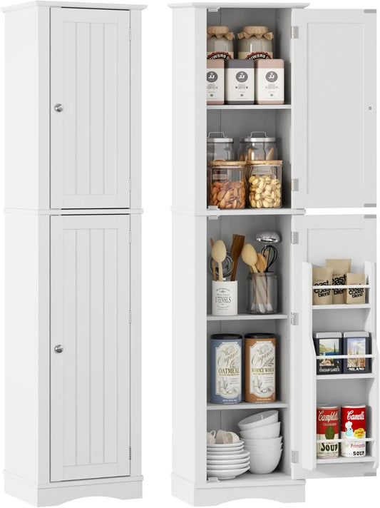 Bathroom Storage Cabinet Freestanding Narrow Kitchen Pantry With Door