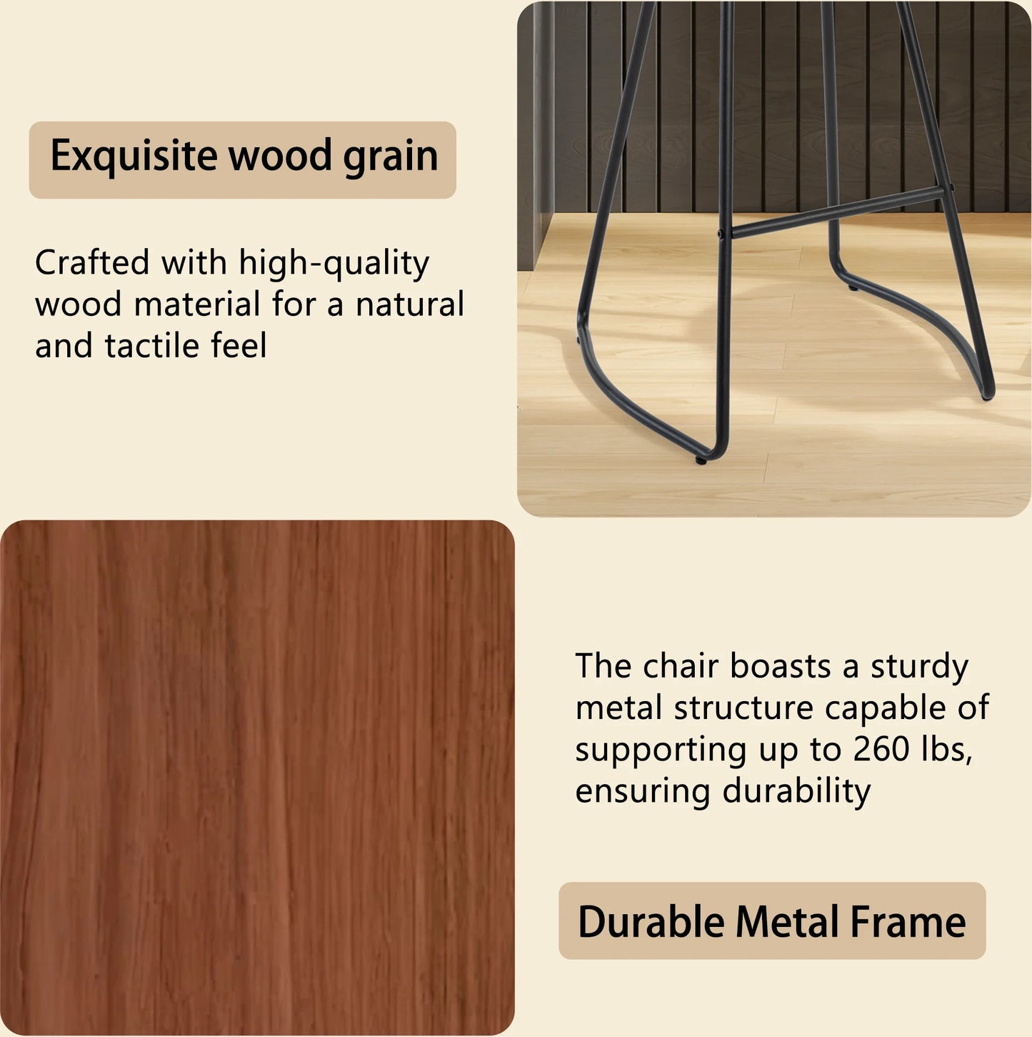 JHK Wood Saddle Seat Counter Stools With Metal Legs Office