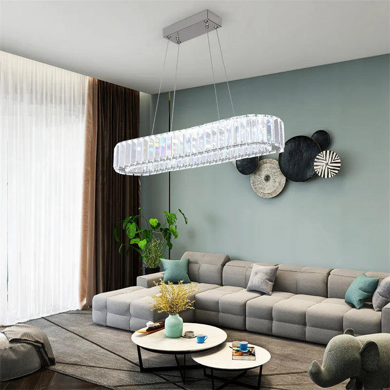 GreeLustr Indoor K9 Crystal Oval Ring Lamp Chandelier Pendant