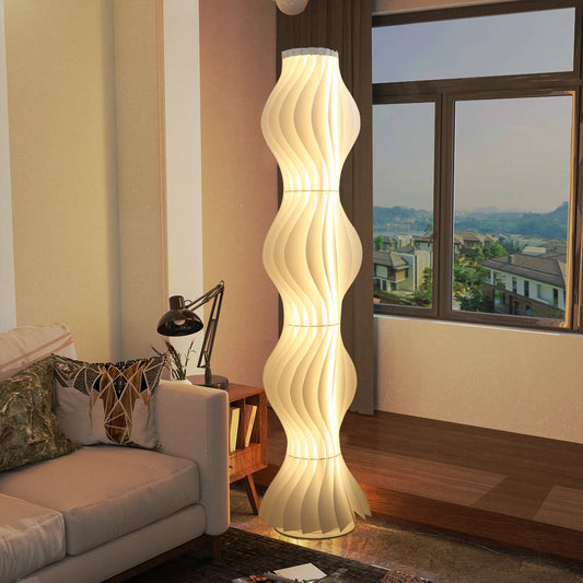 Nordic Iron Floor Lamp With Pleated Lampshade For Living Room