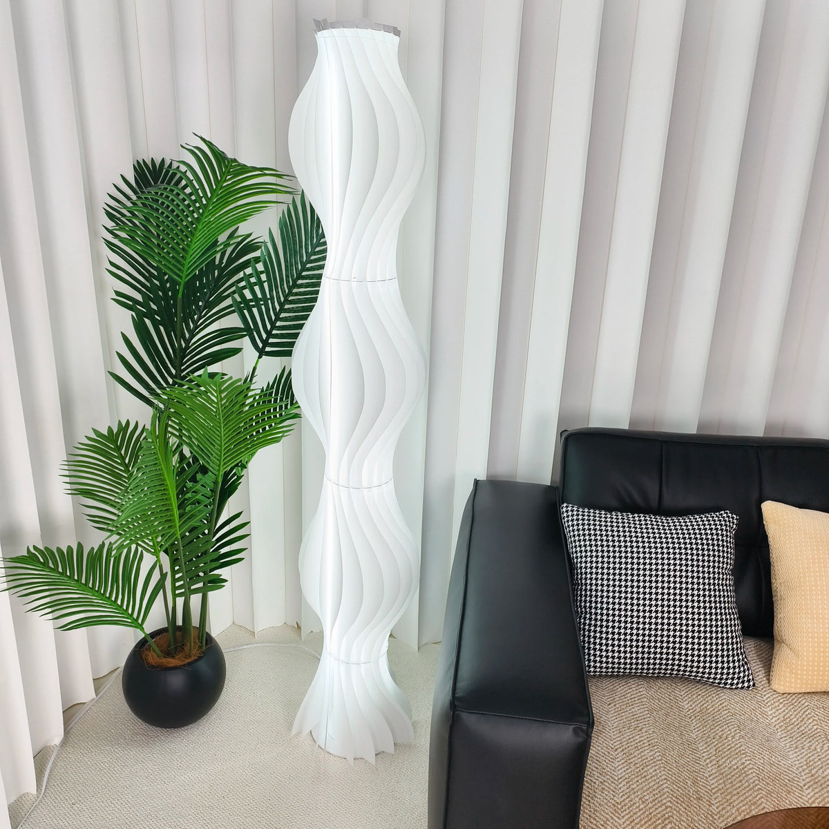 Nordic Iron Floor Lamp With Pleated Lampshade For Living Room