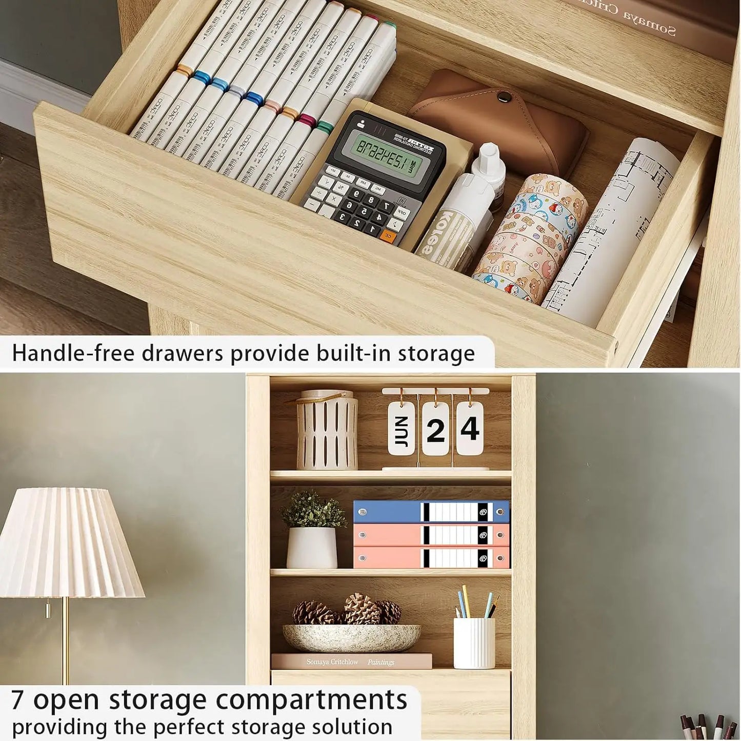 Arch Storage Cabinet 7 Tier Open Organizer With One Drawer Wooden