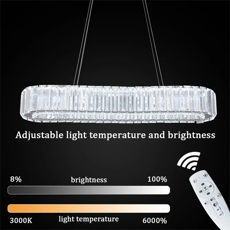 GreeLustr Indoor K9 Crystal Oval Ring Lamp Chandelier Pendant