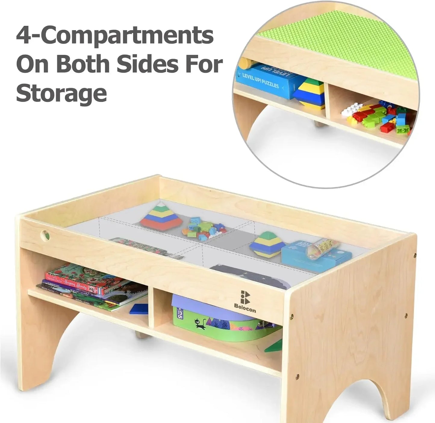 Wooden Three In One Art And Activity Table Playset For Blocks And Bricks Storage