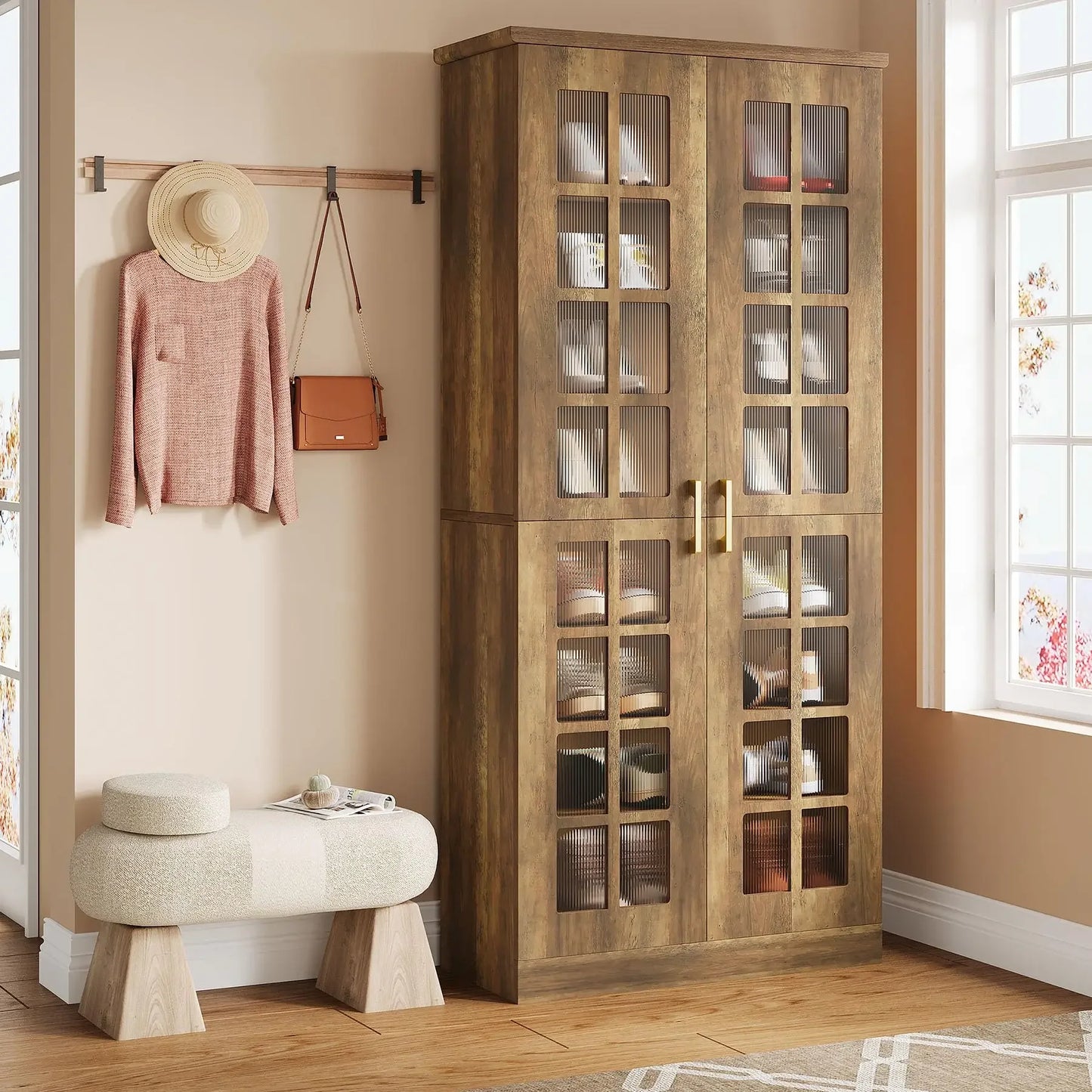 Tall Shoe Cabinet With Doors Eight Tier Storage Organizer