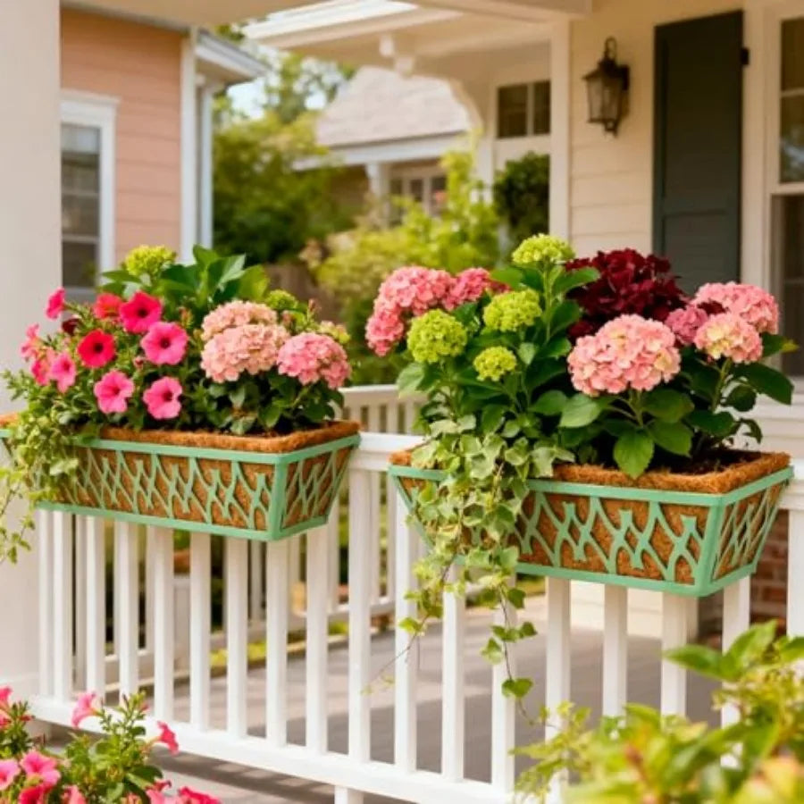 Railing Planter Box With Adjustable Brackets For Porch Balcony