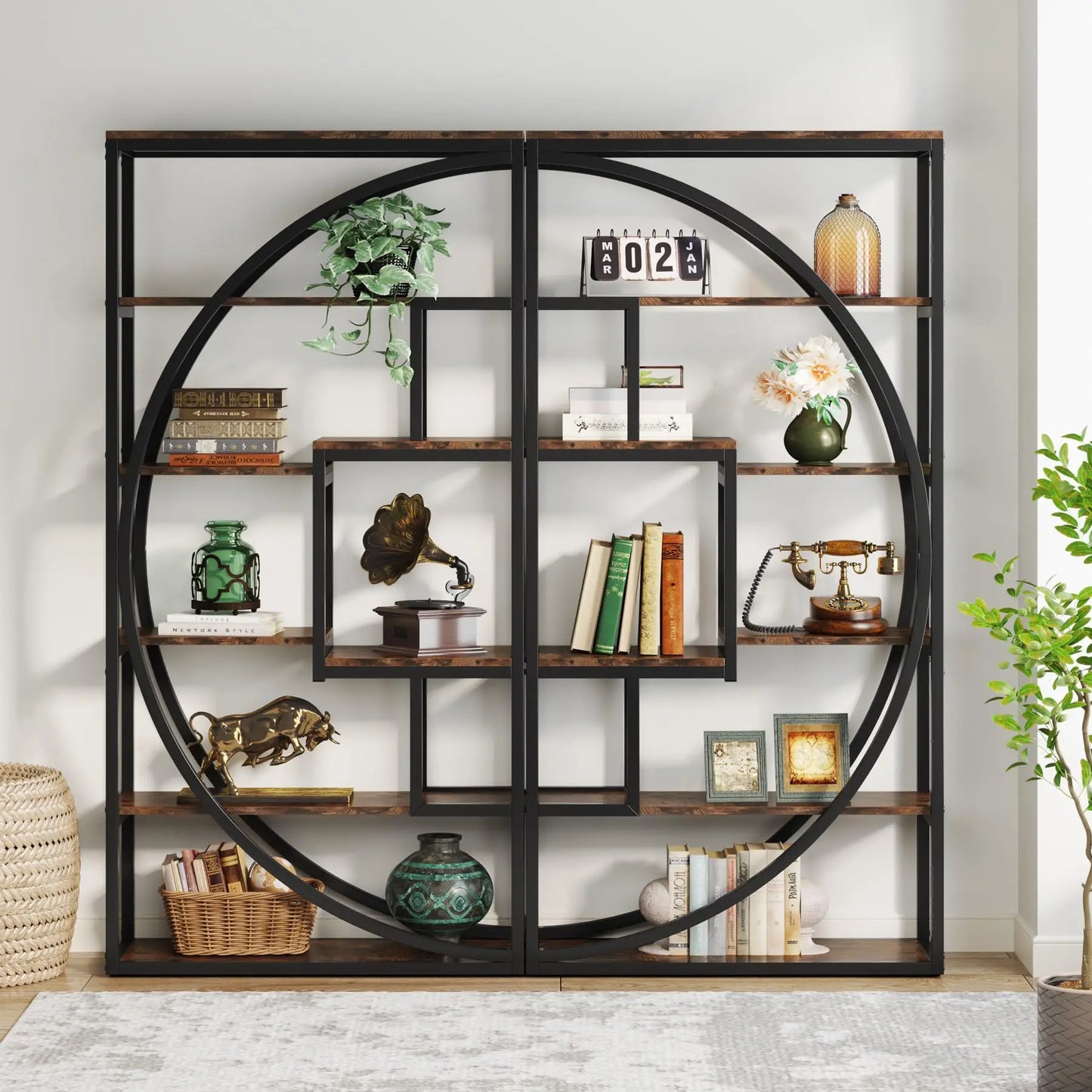 Little Tree Industrial 5 Tier Etagere Bookcase With Open Shelves