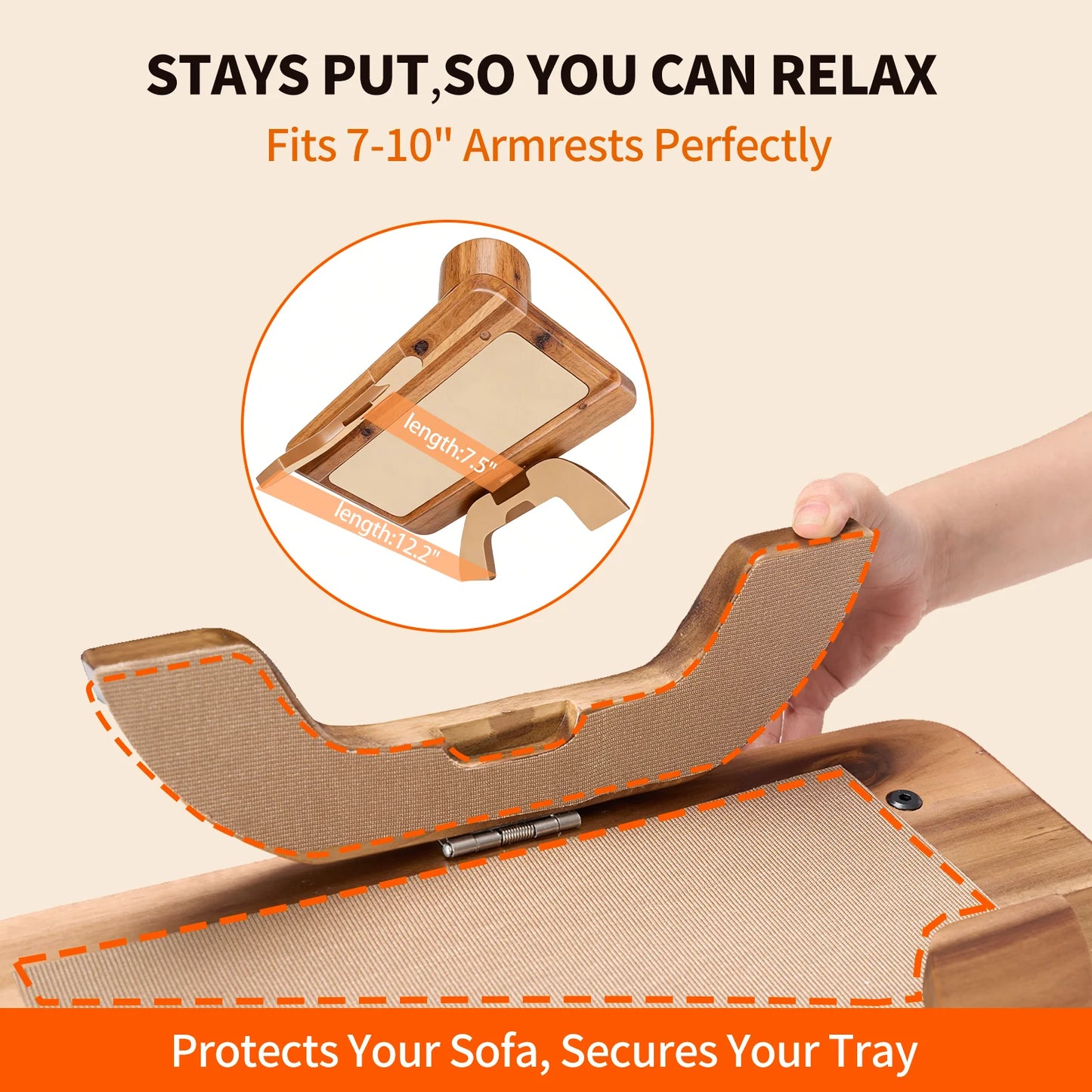 JHK Folded 3 In 1 Clip Sofa Armrest Tray With 360 Rotating Phone Holder