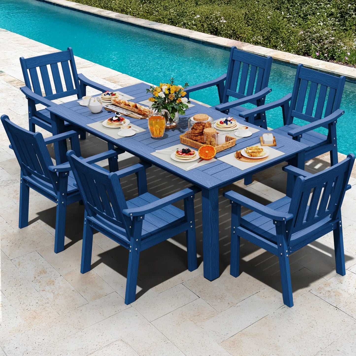 YEFU HIPS Patio Table Set 7 Piece Outdoor Dining Furniture