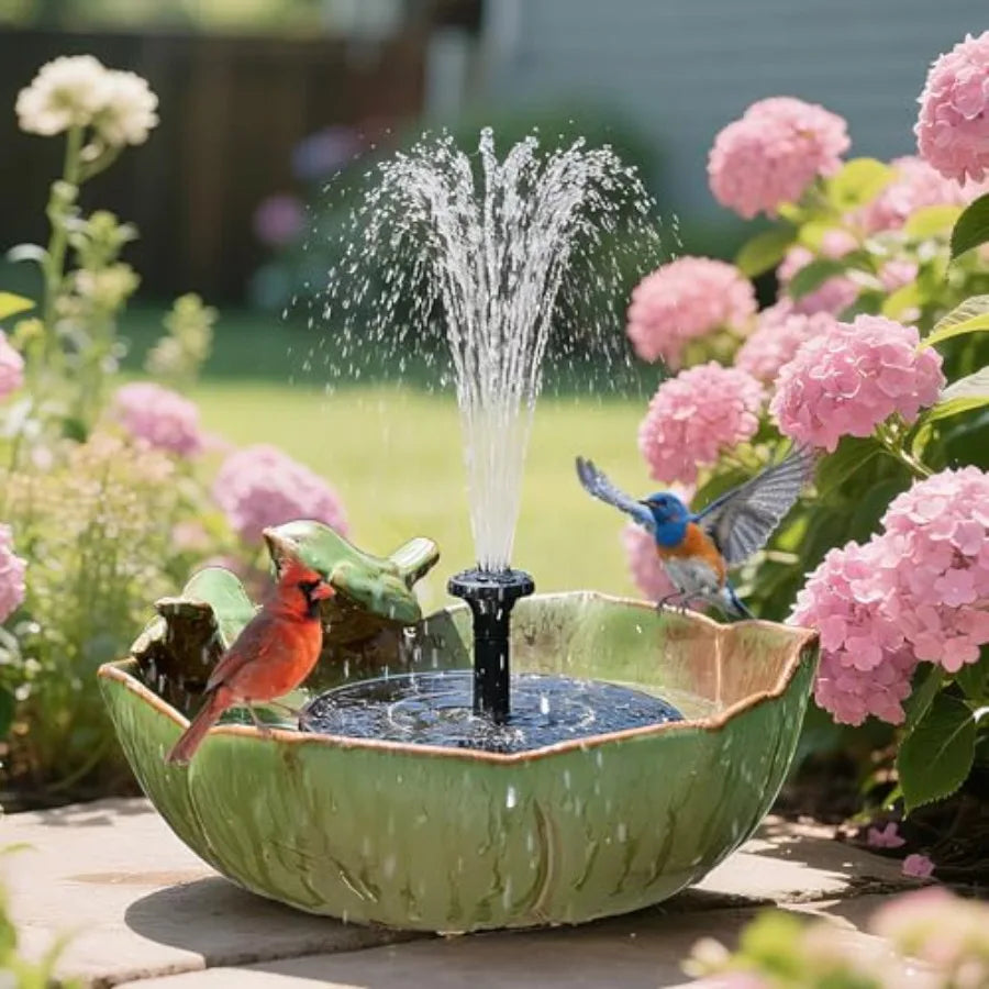 Ceramic Outdoor Bird Bath Hummingbird Ground Bowl Garden Decor