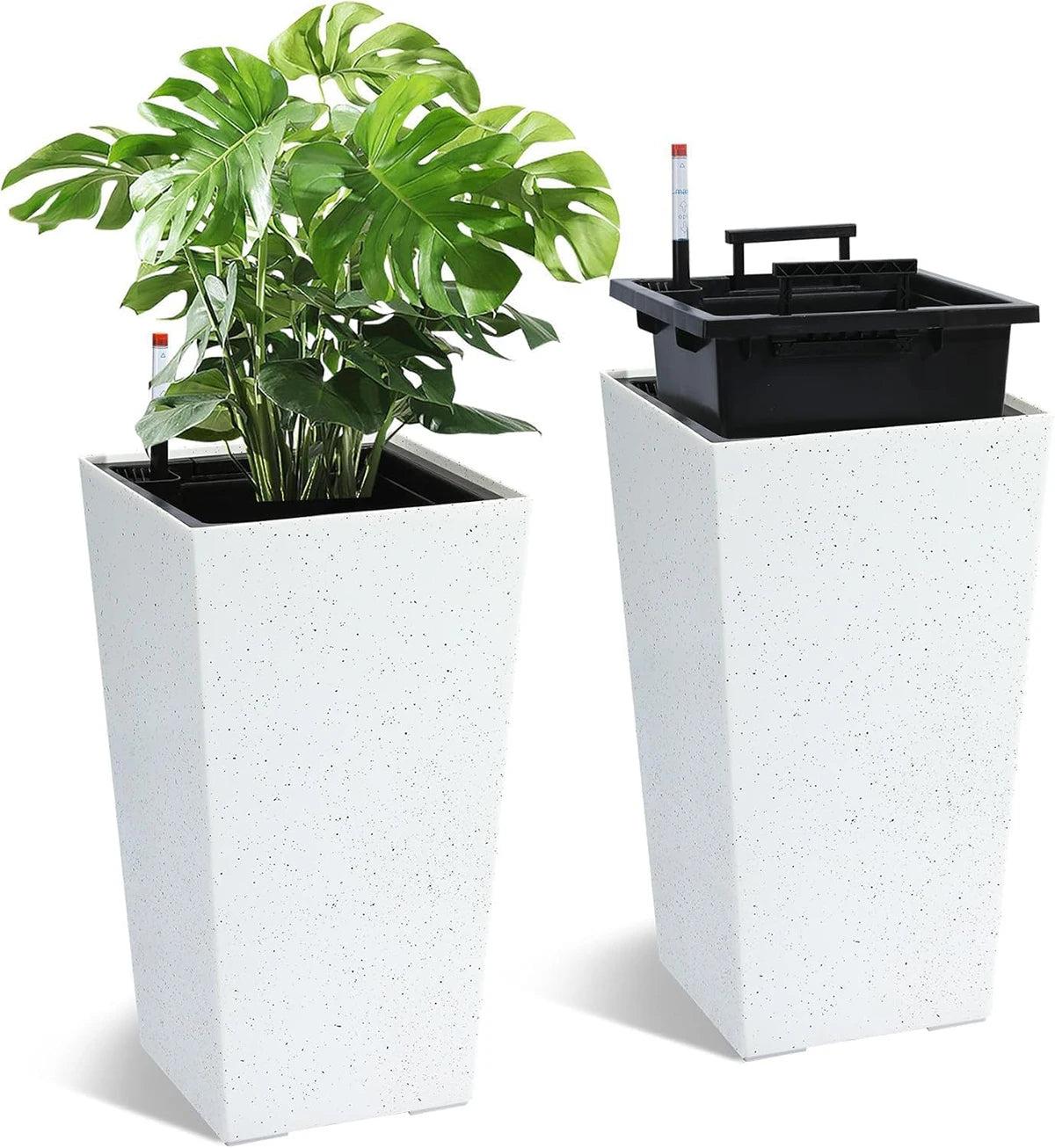 TWISTER.CK Rectangular Planters Set Of 2 Pots With Drainage Holes