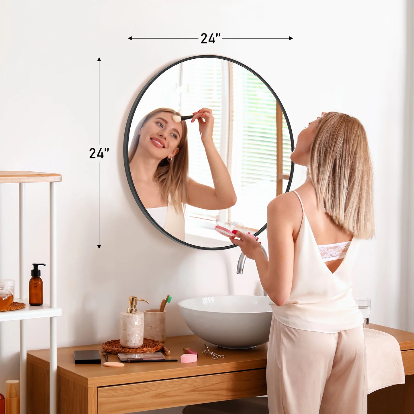 JHK Matte Metal Framed Vanity Mirror Wall Living Room