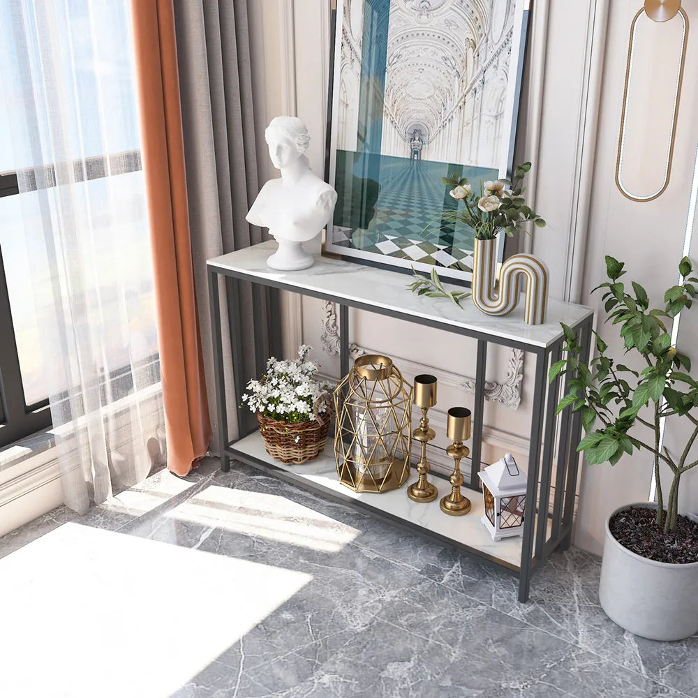 LUVODI Style Console Table With Metal Frame And Shelves