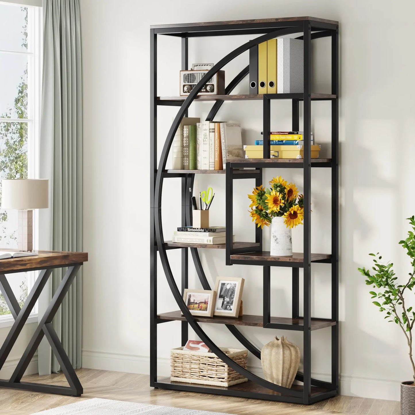 Little Tree Industrial 5 Tier Etagere Bookcase With Open Shelves