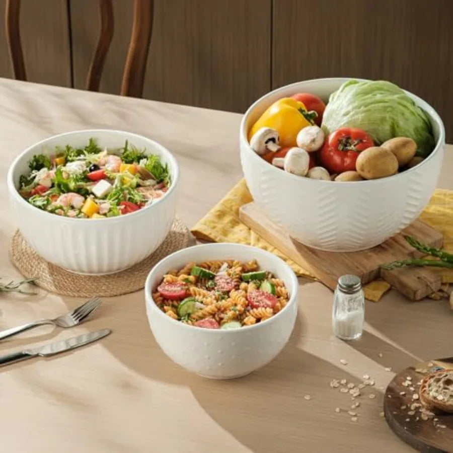 Ceramic Mixing Bowls Set for Kitchen Prep and Serving