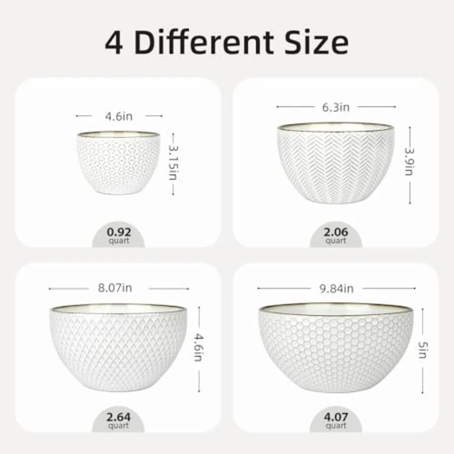 Ceramic Mixing Bowls Nesting Set of 4 Microwave Safe