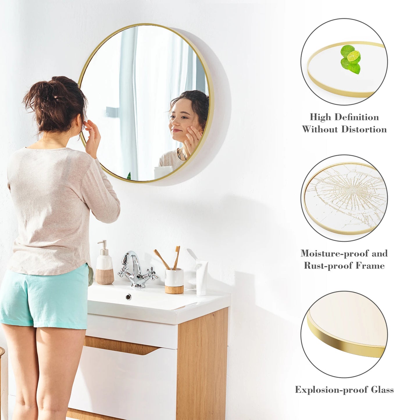 JHK Matte Metal Framed Vanity Mirror Wall Living Room