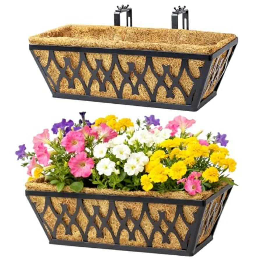 Railing Planter Box With Adjustable Brackets For Porch Balcony