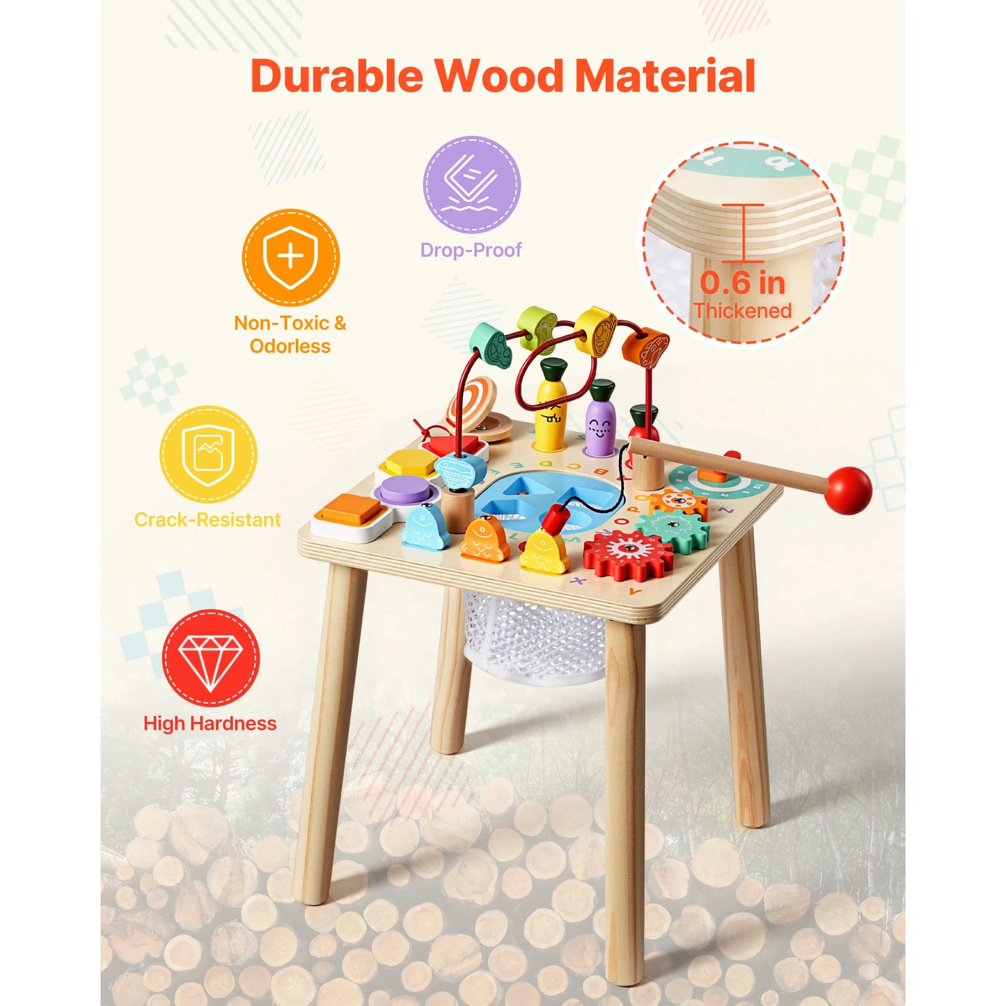 SucceBuy Montessori Activity Table 8 in 1 Wood Play Table