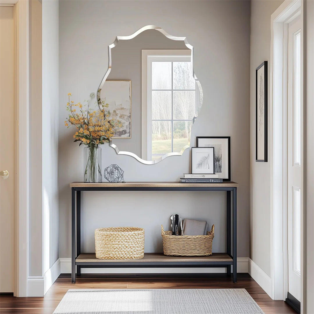 LUVODI Frameless Asymmetrical Vanity Mirror With Beveled Edge
