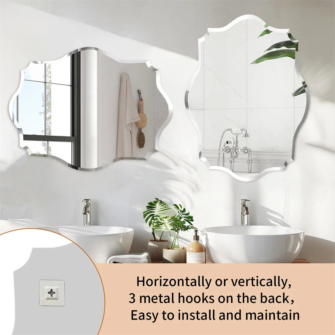 LUVODI Frameless Asymmetrical Vanity Mirror With Beveled Edge