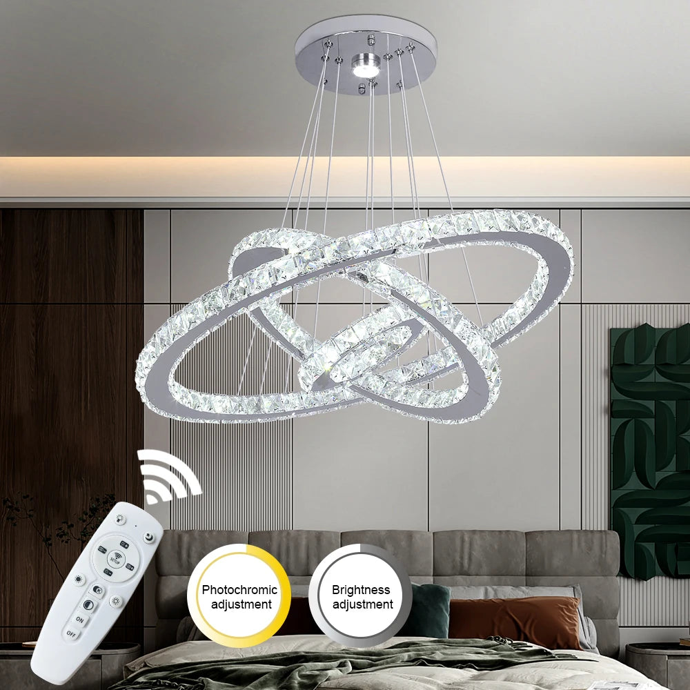 VETRULUS Modern Pendant Light With K9 Crystal Chandelier LED Ceiling Lamp