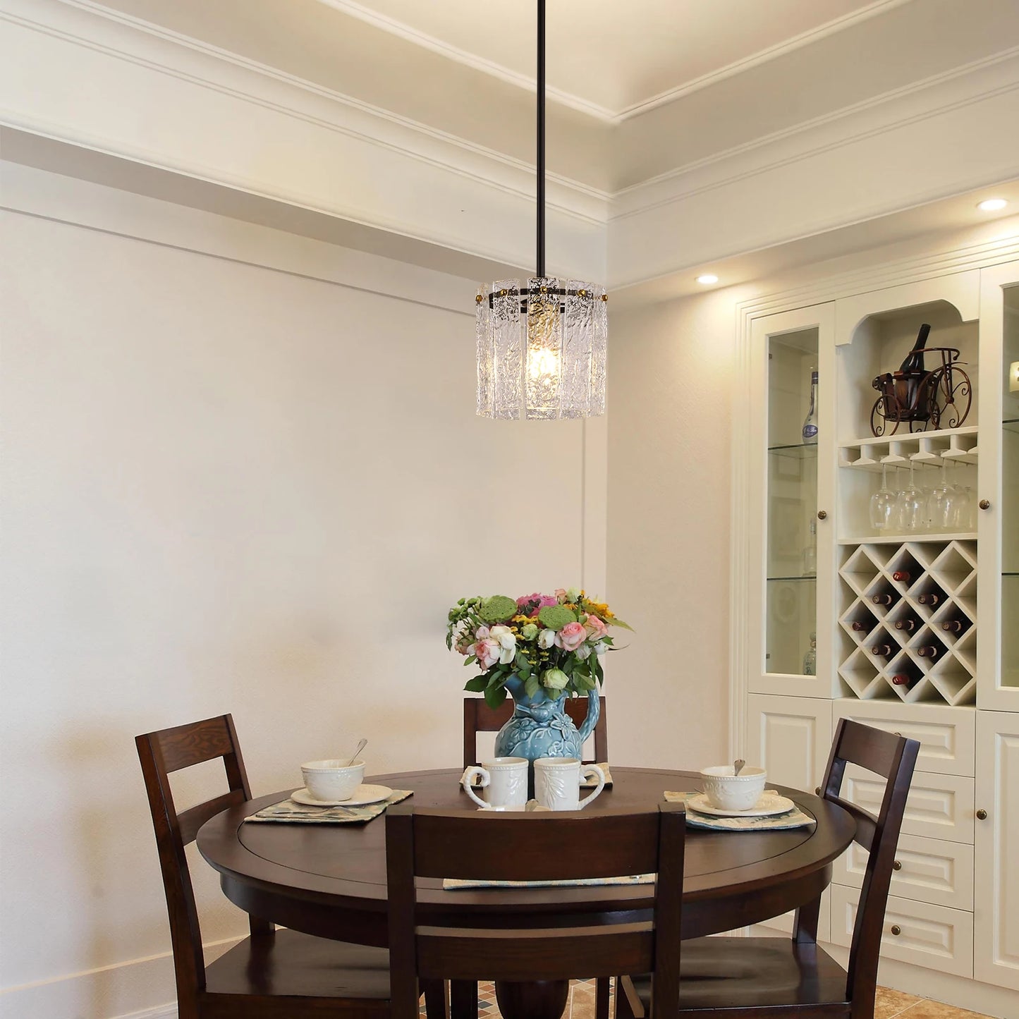 GreeLustr Crystal Glass Pendant Light Fixture Modern Living Room Bedroom