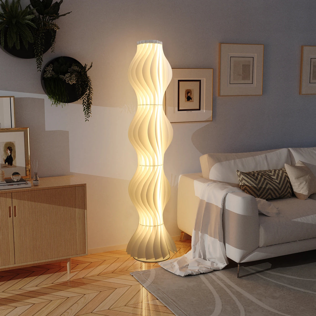 Nordic Iron Floor Lamp With Pleated Lampshade For Living Room
