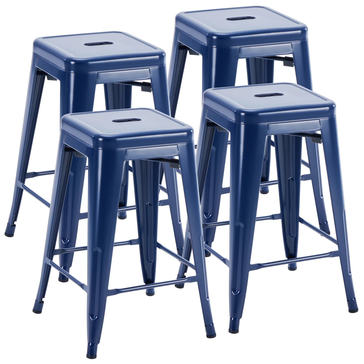 JHK 4 Pack Metal Bar Stools Backless No Assembly Required Outdoor