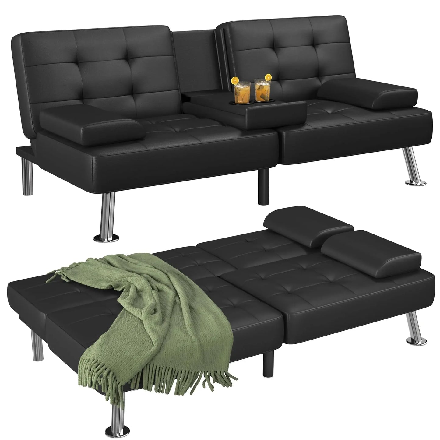 Flamaker Futon Sofa Bed Modern Folding Set With Convertible Recliner