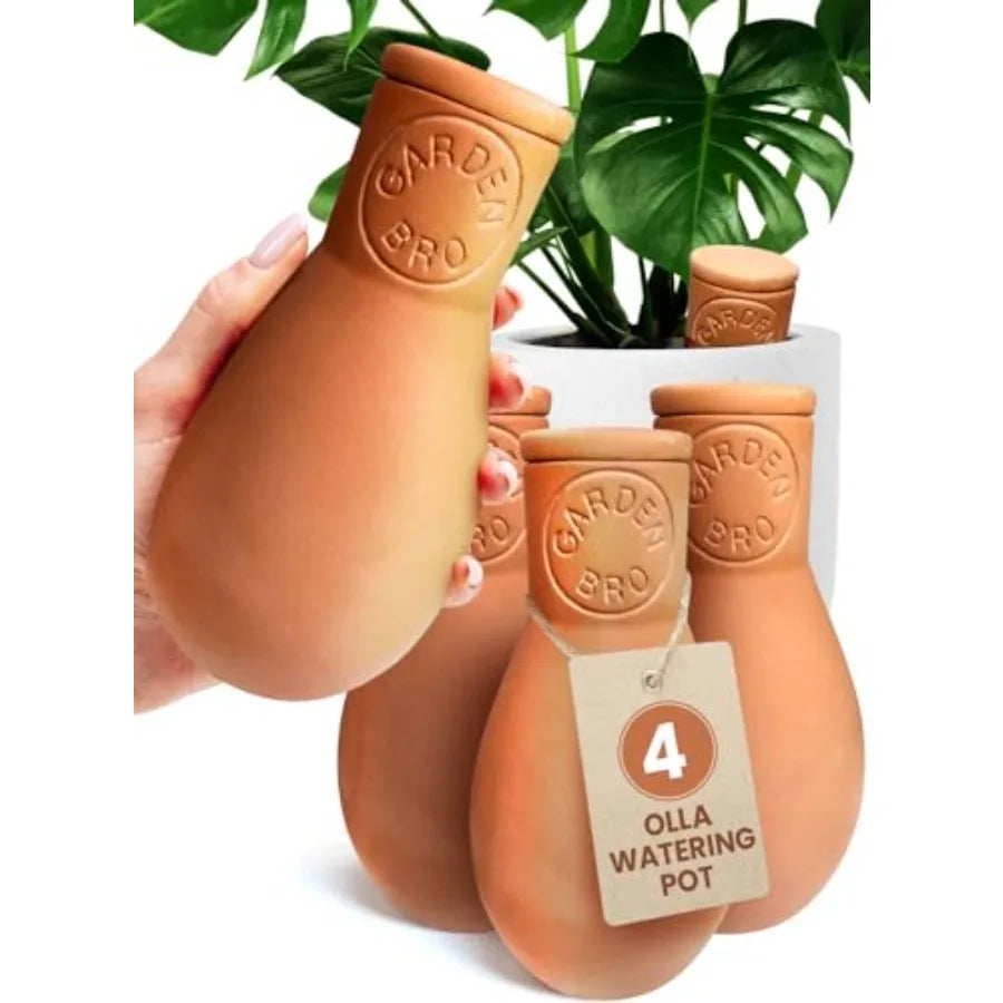 Terracotta Ollas Watering Pots 4 Pcs Self Watering Globes Clay Garden